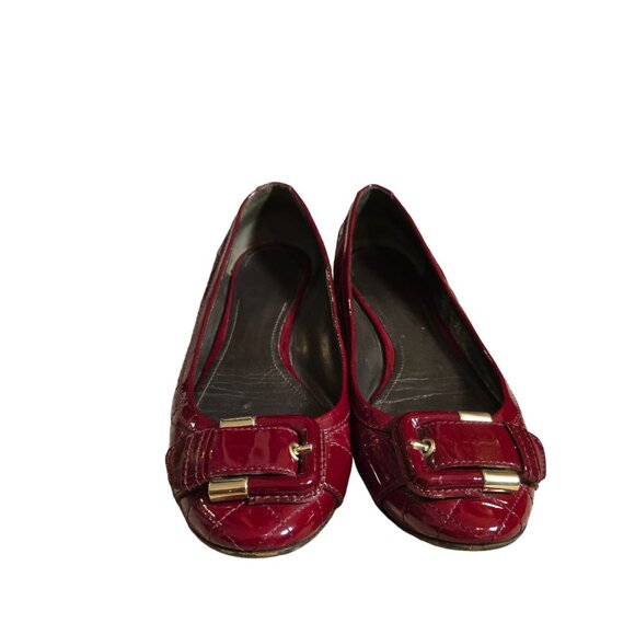 Burberry Red Leather Quilted Flat Size 38 or 7.5 US Good Used Condition - Picture 5 of 8